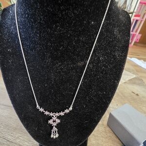 Elegant Silver Necklace with Pink Accents